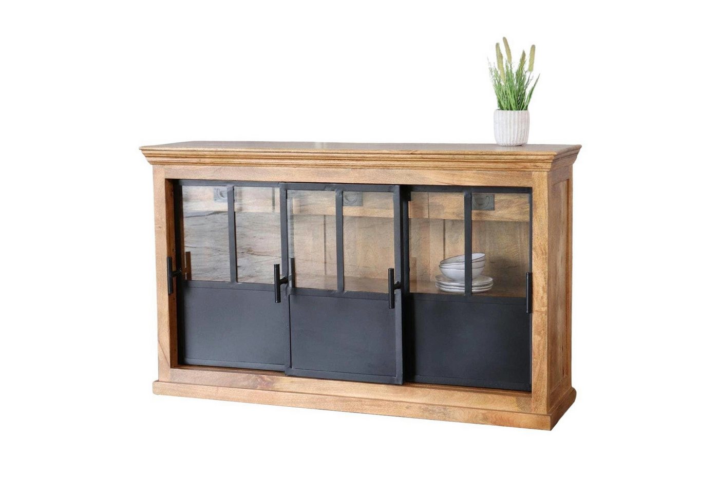 baario Sideboard Sideboard HOXT Industrial Style, Anrichte massiv Mangoholz & Eisen Kommode baario Sideboard Sideboard HOXT Industrial Style, Anrichte massiv Mangoholz & Eisen Kommode von baario
