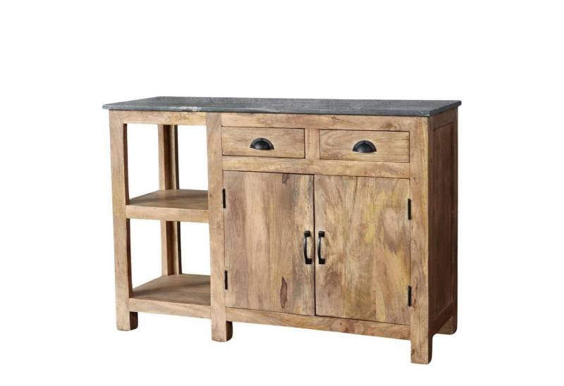 baario Sideboard Sideboard SPLIT Marmor, Anrichte massiv Mangoholz mit Marmorplatte Kommode von baario