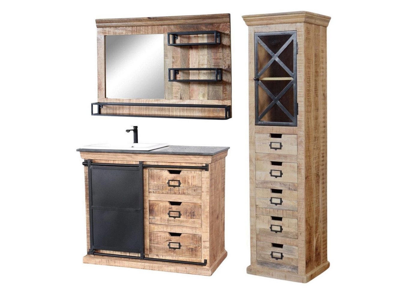 baario Waschtisch Waschtisch SELCE Marmorplatte, Industrial Style Massivholz & Eisen baario Waschtisch Waschtisch SELCE Marmorplatte, Industrial Style Massivholz & Eisen von baario