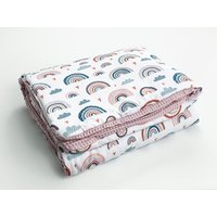 Babydecke Baby Waffel Kinderwagendecke Decke 100x75cm Rainbow Ganzjährig Regenbogen Bestseller Kinder Geschenk Geburt von babeesEU