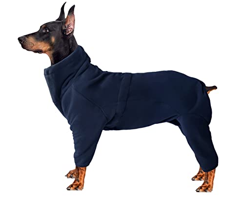 Gemütlicher Polarfleece-Mantel für Hunde, Ganzkörperjacke mit vier Beinen, verstellbarer Overall mit Reißverschluss, Winterkleidung für Haustiere, Hunde, drinnen oder draußen, Marineblau, XL von babepet