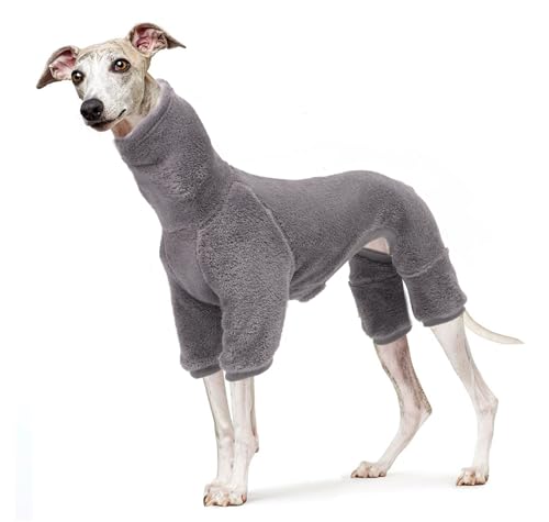 babepet Gemütliche Polarfleece-Kleidung für Windhunde, vierbeiniger Hundemantel, winddichter Rollkragenpullover, super warmer, dicker Winterpullover für Whippet, Windhund, Lurcher, Grau-XL von babepet