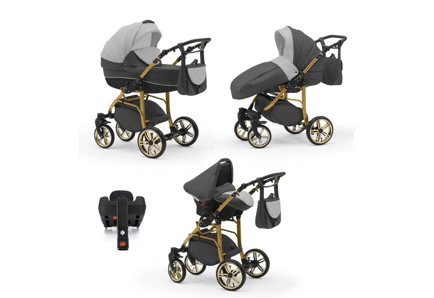 Elcar Kombi-Kinderwagen Neo Gold 5 in 1 inkl. Sportsitz, Autositz und Iso Base in 22 Farben von Elcar