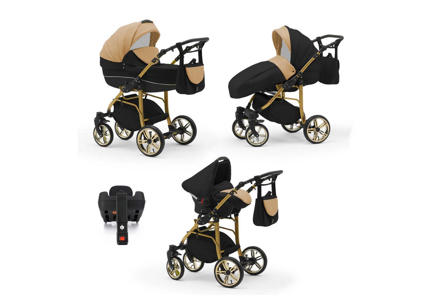 Elcar Kombi-Kinderwagen Neo Gold 5 in 1 inkl. Sportsitz, Autositz und Iso Base in 22 Farben von Elcar