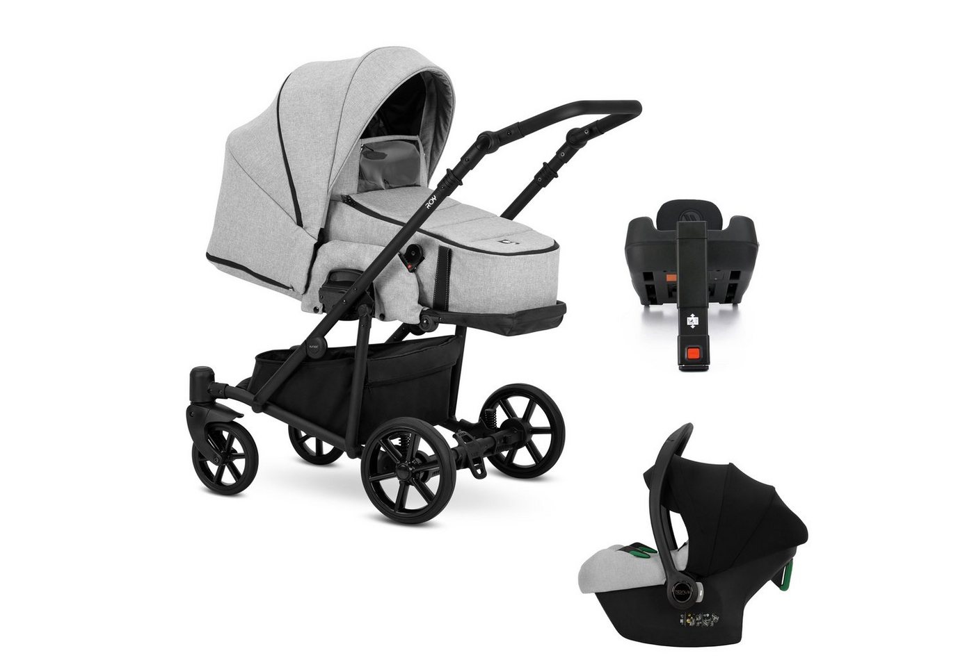 babies-on-wheels Kombi-Kinderwagen 4 in 1 Kinderwagen-Set Roy - 15 Teile - in 7 Farben von babies-on-wheels