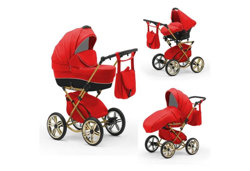 BabyMerc Kombi-Kinderwagen Sorento Gold 4 in 1 mit Sportsitz, Autositz und Zubehör in 30 Farben von BabyMerc