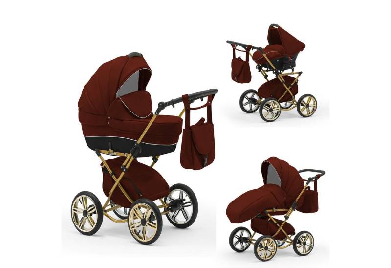 BabyMerc Kombi-Kinderwagen Sorento Gold 4 in 1 mit Sportsitz, Autositz und Zubehör in 30 Farben von BabyMerc