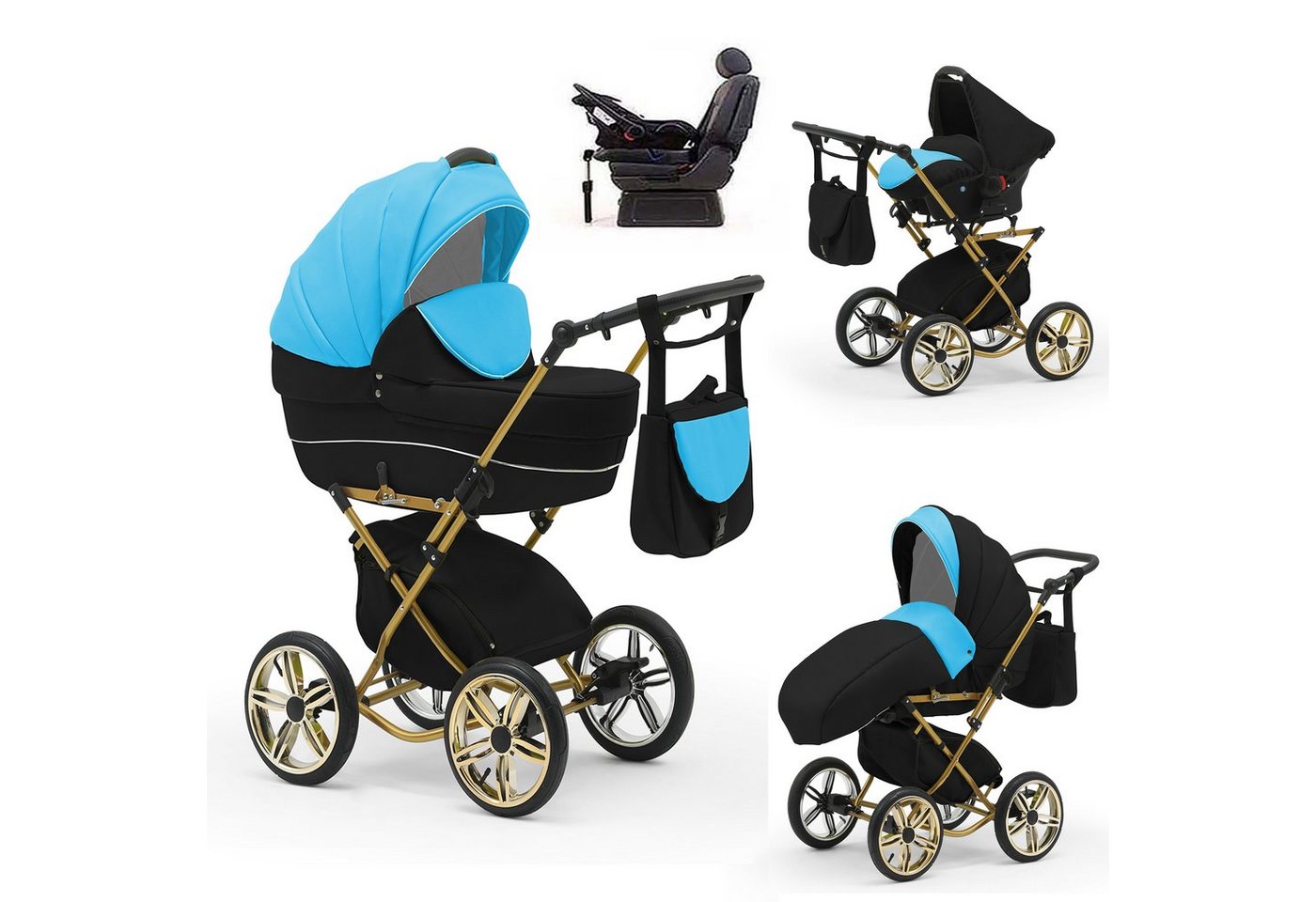 Elcar Kombi-Kinderwagen Sorento Gold 5 in 1 mit Sportsitz, Autositz und Iso in 30 Farben von Elcar