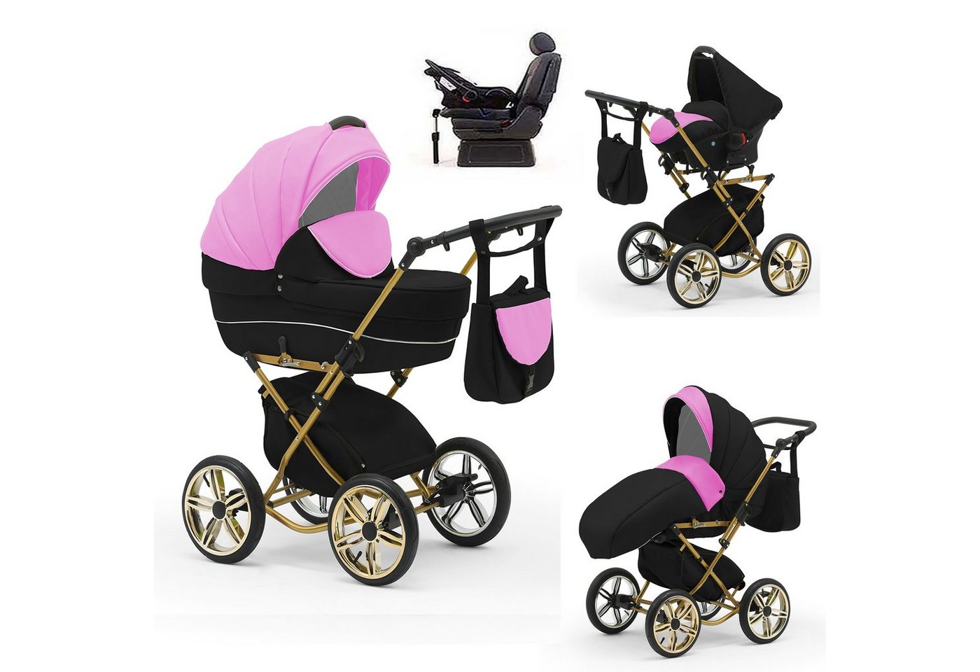 Elcar Kombi-Kinderwagen Sorento Gold 5 in 1 mit Sportsitz, Autositz und Iso in 30 Farben von Elcar