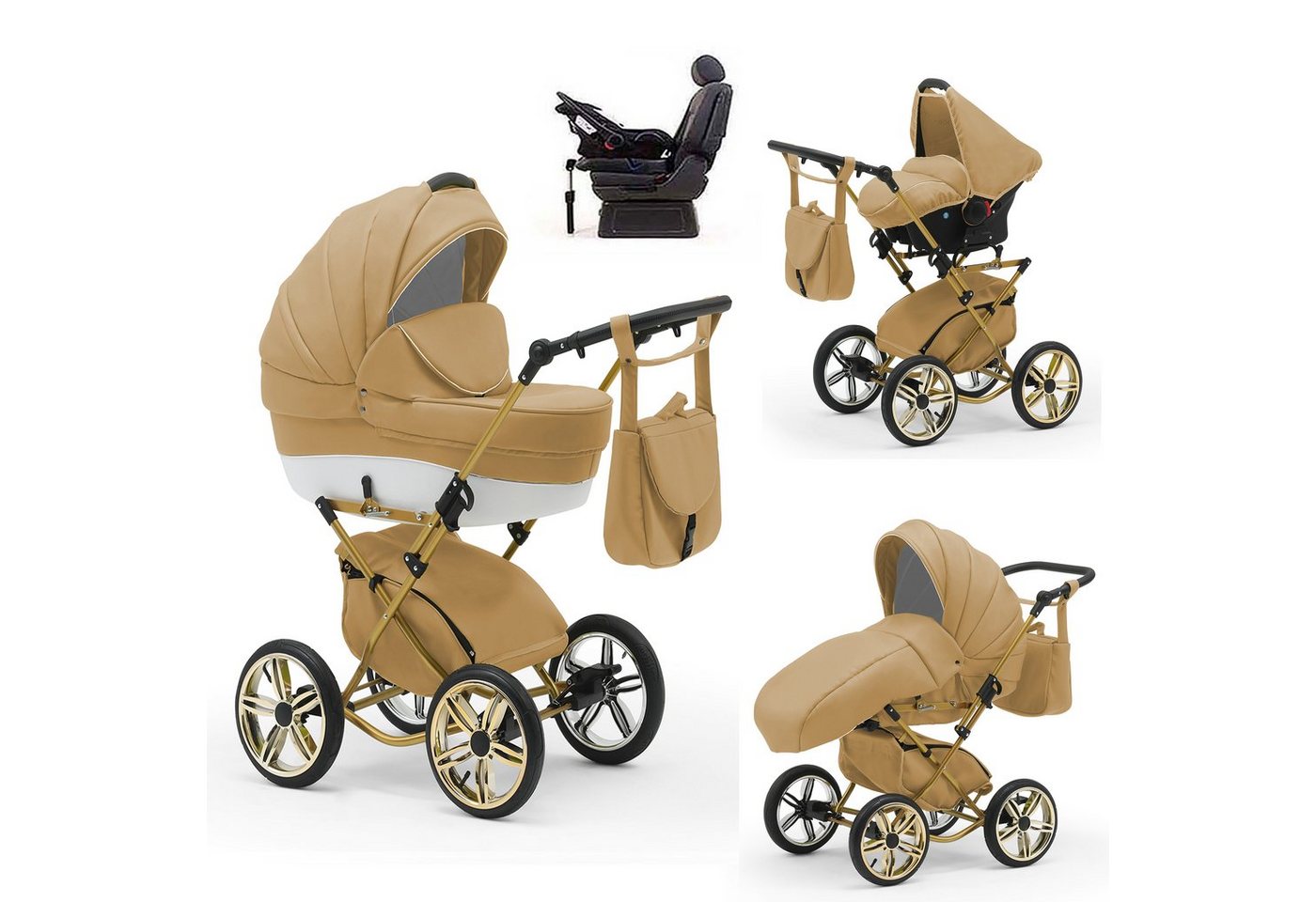 BabyMerc Kombi-Kinderwagen Sorento Gold 5 in 1 mit Sportsitz, Autositz und Iso in 30 Farben BabyMerc Kombi-Kinderwagen Sorento Gold 5 in 1 mit Sportsitz, Autositz und Iso in 30 Farben von BabyMerc