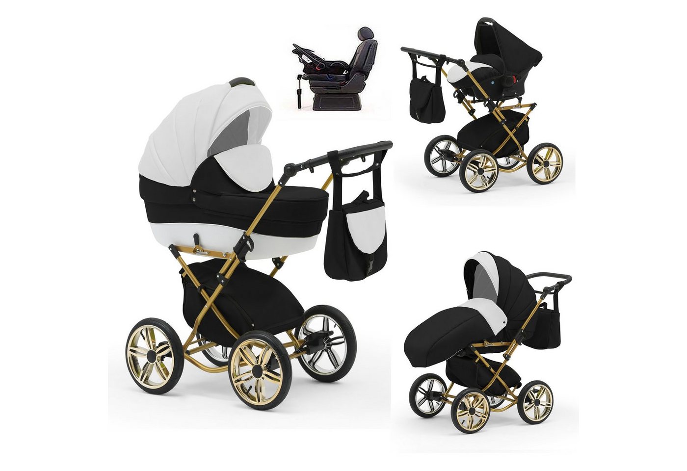 Elcar Kombi-Kinderwagen Sorento Gold 5 in 1 mit Sportsitz, Autositz und Iso in 30 Farben von Elcar