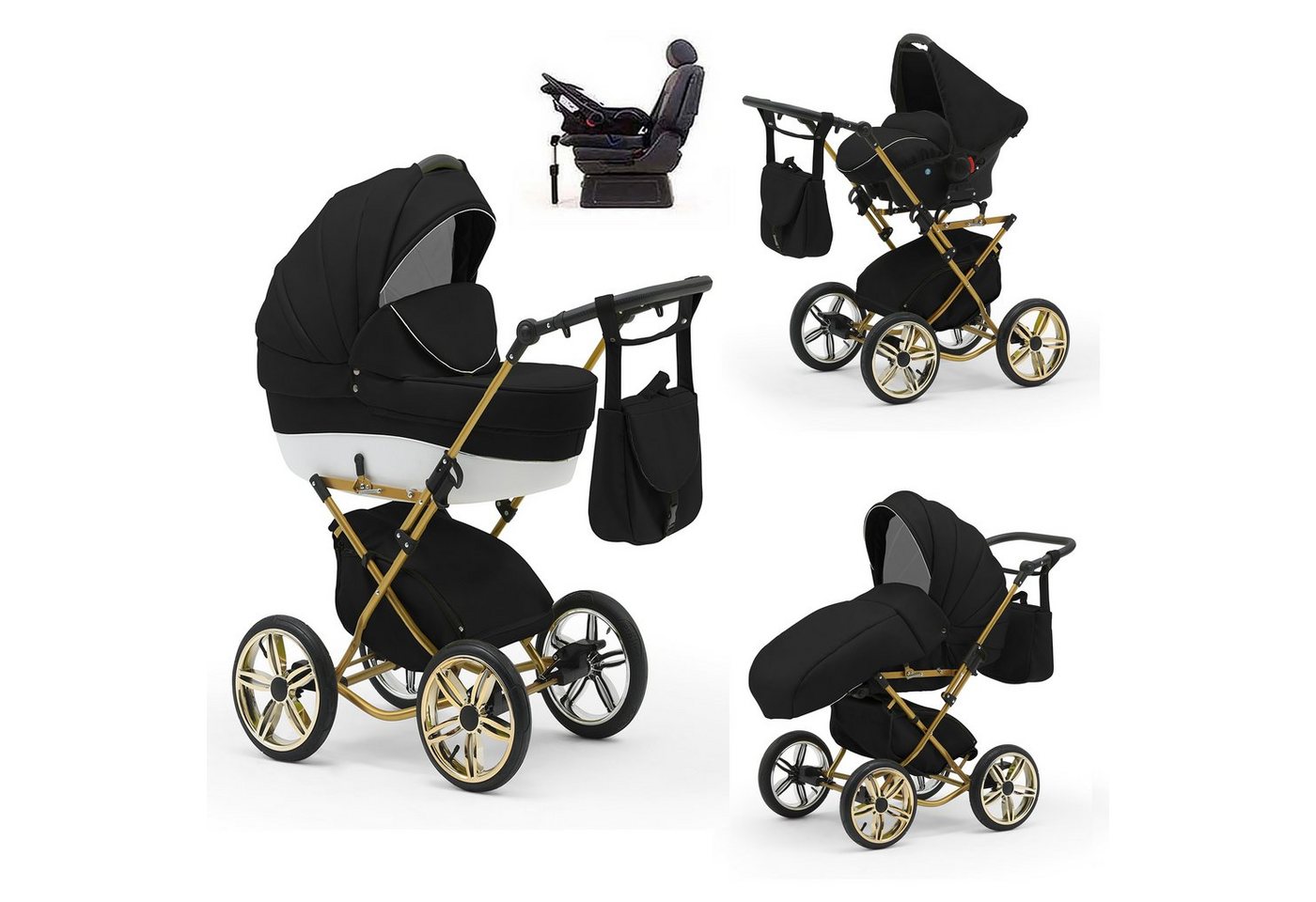 Elcar Kombi-Kinderwagen Sorento Gold 5 in 1 mit Sportsitz, Autositz und Iso in 30 Farben von Elcar