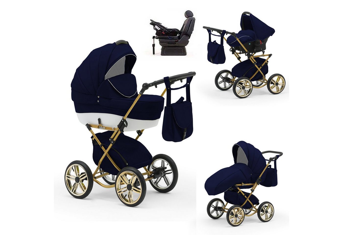 Elcar Kombi-Kinderwagen Sorento Gold 5 in 1 mit Sportsitz, Autositz und Iso in 30 Farben von Elcar