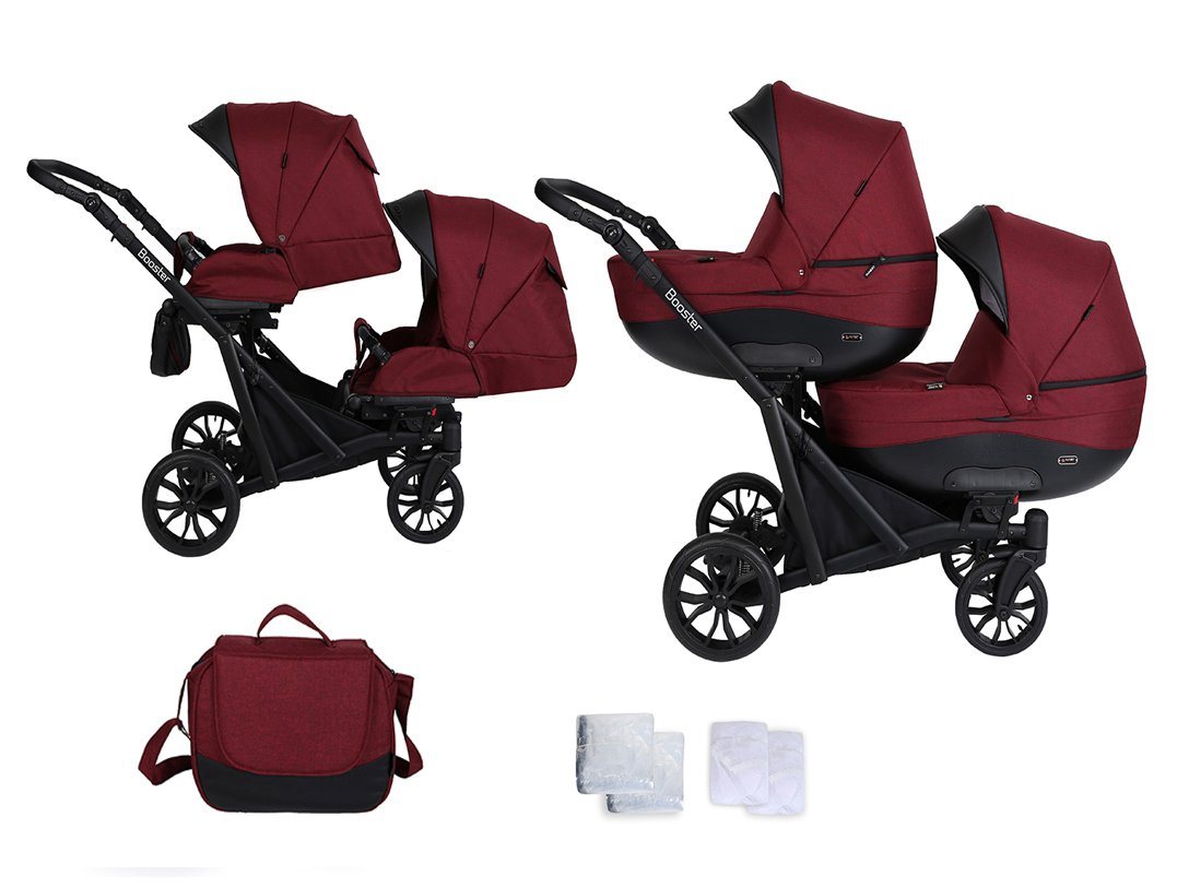 babies-on-wheels Zwillings-Kombikinderwagen Twin-Go 2 in 1 inkl. Sportsitze und umfangreichen Zubehör in 4 Farben von babies-on-wheels