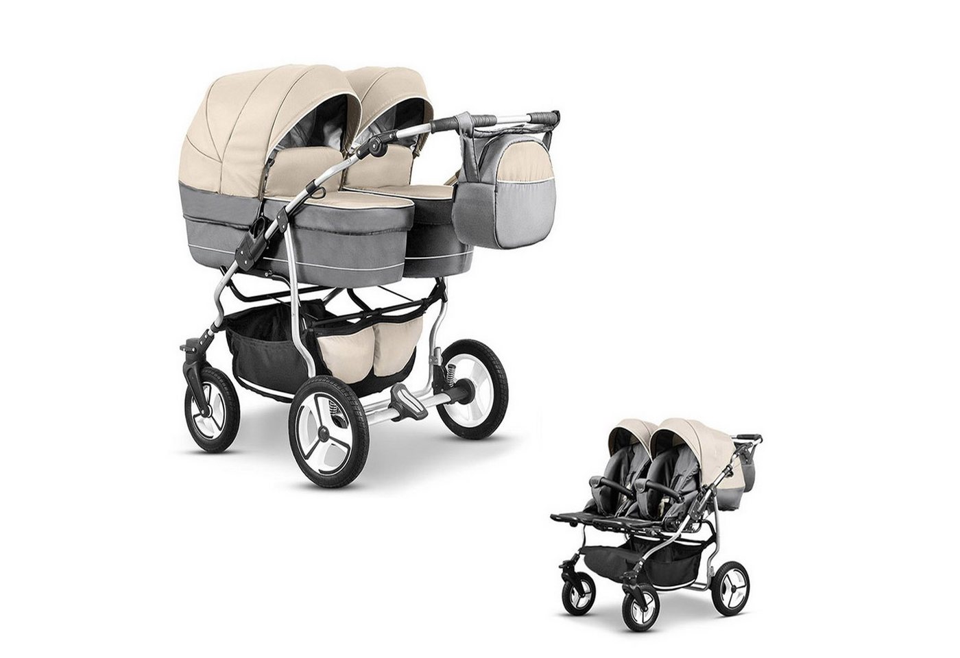 Elcar Zwillingswagen Zwillingskinderwagen 2 in 1 Twin Star - 10 Teile - in 16 Farben von Elcar