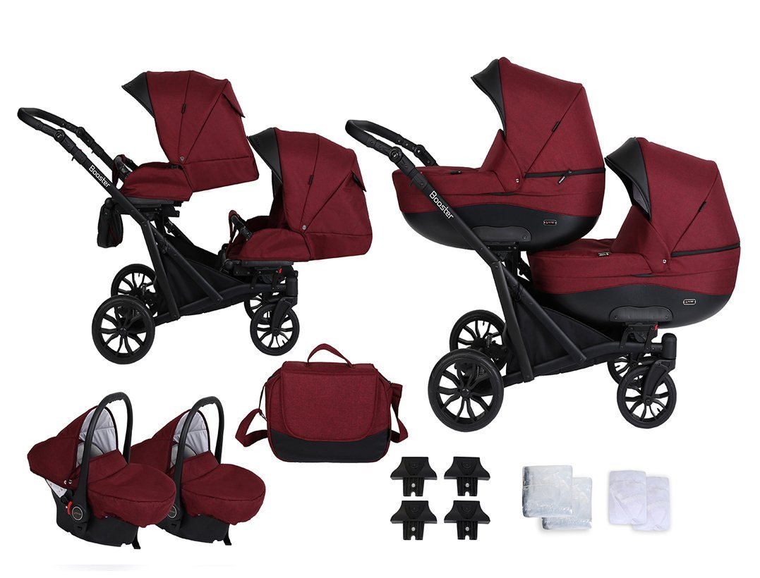 babies-on-wheels Zwillings-Kombikinderwagen Twin-Go 4 in 1 inkl. Sportsitze, Autositze und Zubehör in 4 Farben von babies-on-wheels