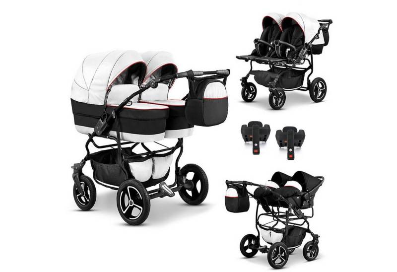 BabyMerc Zwillingswagen Twin Star 5 in 1 inkl. Sportsitze, Autositze und Isos in 16 Farben von BabyMerc