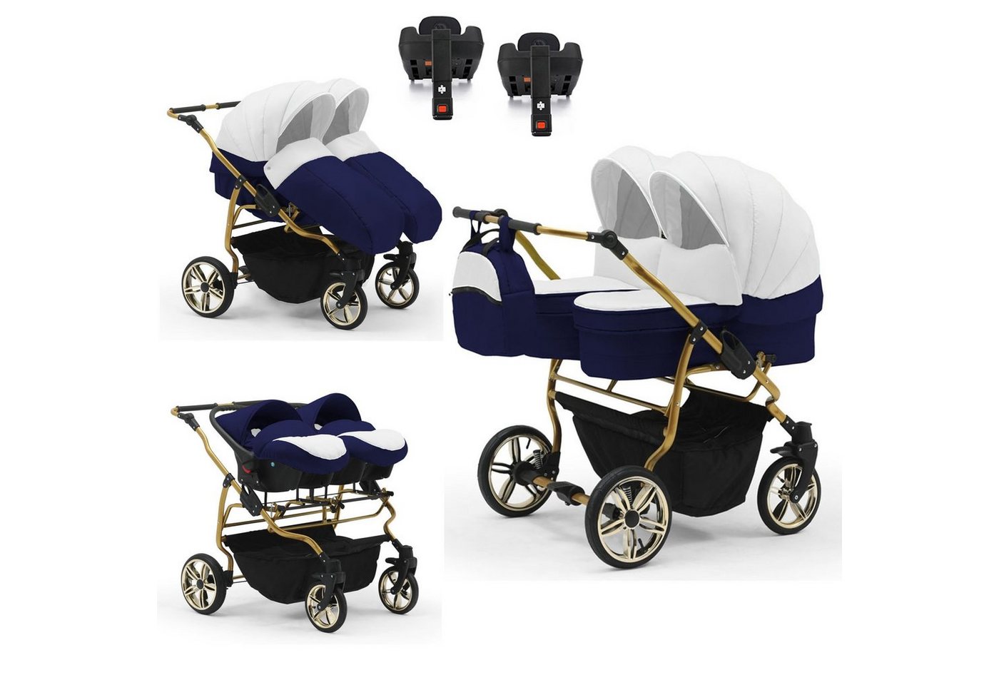 BabyMerc Zwillingswagen Duet Lux Gold 5 in 1 inkl. Sportsitze, Autositze und Isos in 20 Farben BabyMerc Zwillingswagen Duet Lux Gold 5 in 1 inkl. Sportsitze, Autositze und Isos in 20 Farben von BabyMerc
