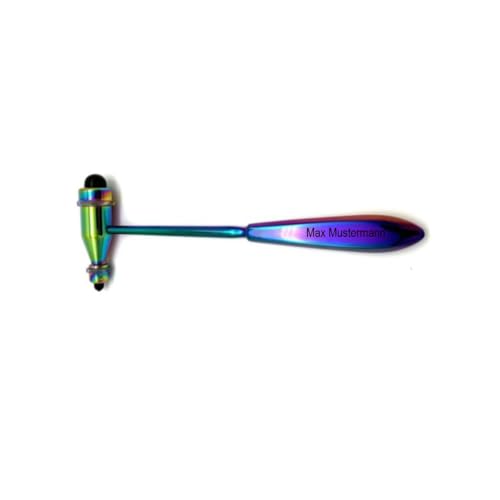 Edelstahl Reflexhammer nach Trömner - regenbogen hochglanz mit individueller Gravur von babinski