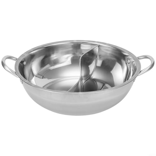 28 cm zweifach unterteilter Edelstahl-Hotpot kompatibel mit Gasherd und Induktionsherd, Doppelfach-Design für separates Kochen (30 cm) von babominimer