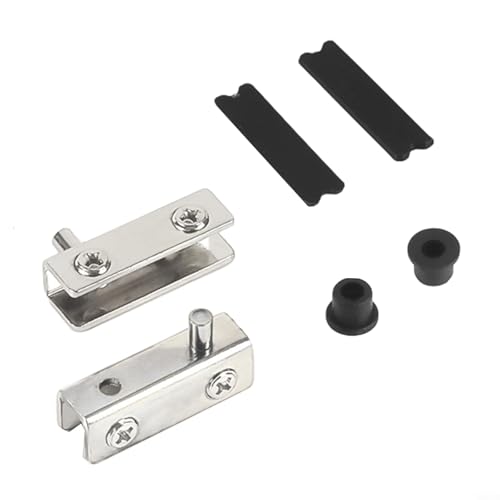 Edelstahl-Glastürscharniere ohne Bohren, geeignet für 5 ~ 6 mm Glas, 2 Stück (Silber) von babominimer