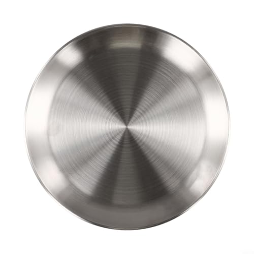 Edelstahl Speiseteller Mittagessen Teller Frühstücksteller Set Runde Form Metall Geschirr (23cm) von babominimer