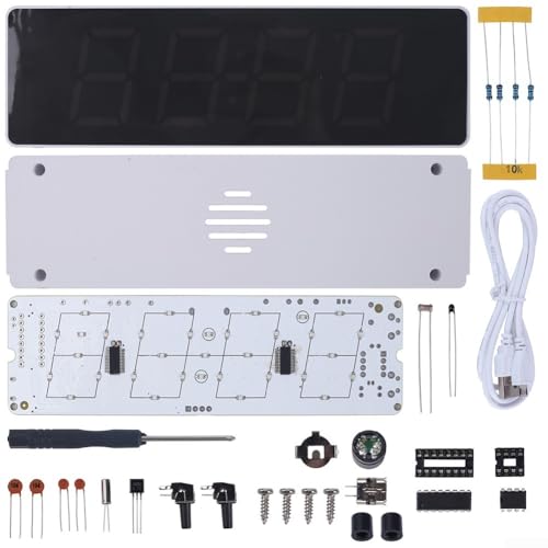 Elektronisches Digitaluhr-Set mit RGB-Display, perfekt zum Erlernen von Lötfähigkeiten und Elektronikprinzipien (weiß) von babominimer