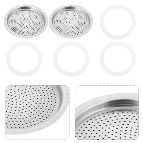 Ersatz-Espressokocher Filter und Silikondichtungsdichtungs-Set für Mokkakanne, Kaffeemaschine, kompatibel mit Modellen mit 3 Tassen, 6 Tassen, 9 Tassen (6 Tassen) von babominimer