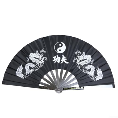 Kung Fu Ventilator für Training und Selbstverteidigung aus Edelstahl mit traditionellem Design (Schwarz) von babominimer