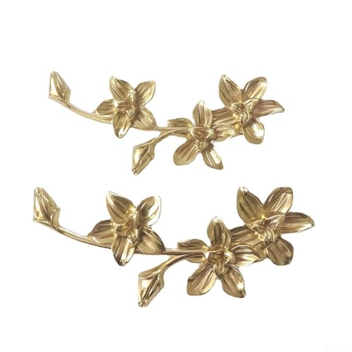 Messinggriff in Blumenform, Doppelloch, Schubladengriff, 130 mm, Pfirsichblüten-Design, Möbelbeschläge für Küche, Schlafzimmer, Kommode, Kleiderschrank von babominimer