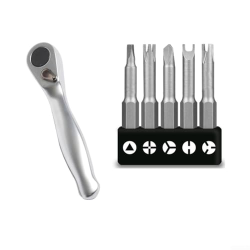 Mini Ratschengriff Schraubendreher Bits Set mit 5 Stück Spezialbits Professionelles Handwerkzeug Kit Magnethalter für Zuhause Reparatur Elektronik Automotive Wartung von babominimer