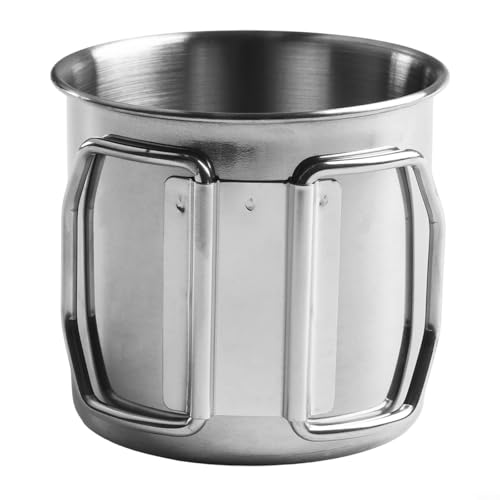 Outdoor Camping Becher mit Klappgriff Edelstahl Design für heiße und kalte Getränke erhältlich in verschiedenen Größen 260ML bis 660ML (260ML) von babominimer