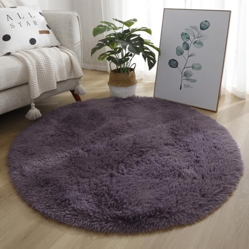 Plüsch-Teppich aus Samt mit rutschfester Unterseite, entworfen für den Einsatz in Wohnzimmer, Schlafzimmer, Kinderzimmer und haustierfreundlichen Zimmern, 80 cm, Grau / Violett Plüsch-Teppich aus Samt mit rutschfester Unterseite, entworfen für den Einsatz in Wohnzimmer, Schlafzimmer, Kinderzimmer und haustierfreundlichen Zimmern, 80 cm, Grau / Violett von babominimer