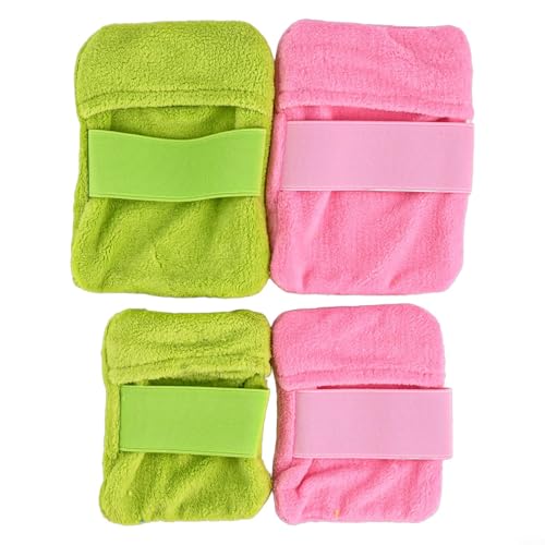 Set mit 4 Sandbeuteln für den Strand aus weichem Korallensamt, entworfen, um Sand bequem nach Outdoor-Aktivitäten wie Volleyball und Sonnenbaden zu entfernen (grün + rosa) von babominimer