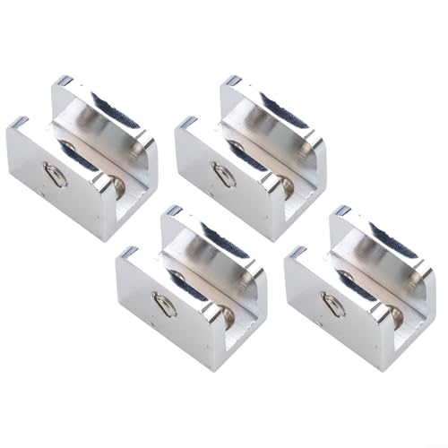 Verstellbare Kupferglas-Regalklemmen, 10–12 mm, ohne Bohren, für Badezimmer, Küchenschrank, Möbel, sichere Unterstützung, Schwarz/Silber, 4 Stück (Silber) von babominimer