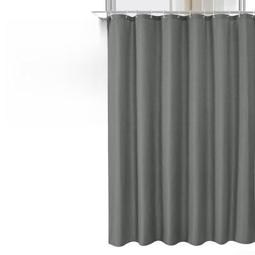 Wasserdichter Duschvorhang aus Polyester, 180 x 180 cm, mit 12 Haken, waschbarer Stoff, Badezimmervorhang für Badewanne oder Duschkabine, langlebig und leicht zu reinigen, modern (grau) von babominimer