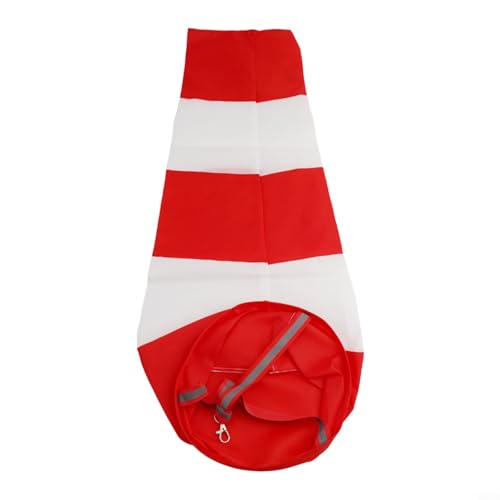 Windsack für Meteorologie Ripstop Polyester Design in Rot und Weiß mit Reflexstreifen (60cm) von babominimer