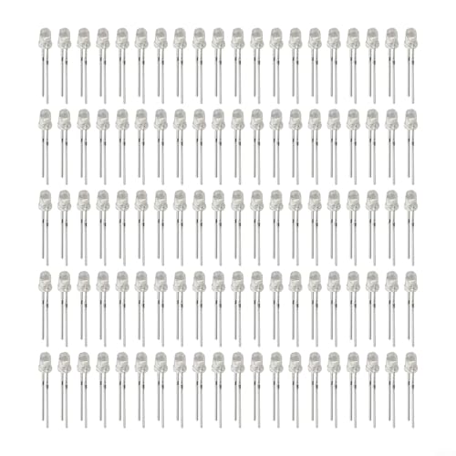 babominimer 100 Stück 3 mm transparente LED-Lampen mit Doppelstiften und superheller Beleuchtung für Elektronik und Heimwerker über verschiedene Spannungsstufen (rot) von babominimer