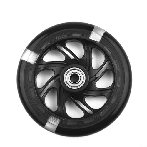 babominimer 120 mm LED blinkendes Scooter-Rad mit ABEC-7-Kugellagern und Abstandshalter aus Legierung, PU-Material, 20 mm schmaler Reifen, Ersatz-Hinterrad für Mini-Scooter (schwarz) von babominimer