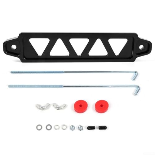 babominimer 190 mm Aluminium-Batterie-Spannhalterung für Autos, leichte Legierung mit dreieckigem 5-Loch-Design, sicheres Design für Civic EG für zuverlässige Stabilität (schwarz) von babominimer