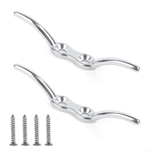 babominimer 316 Edelstahl Seilklampe Haken 15,2 cm - Rostbeständiger Fahnenmast und Blindschnurklampe mit Befestigungsschrauben, sicherer Anker für Boote, Yachten, Segeln, (2 Stück) von babominimer