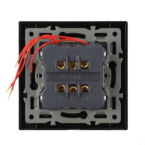 babominimer 82 mm gehärtetes Glas Panel Wandschalter Dual Control Zwei-Wege-Lichtschalter Weiß Grau Schwarz 82 x 82 mm Home Electrical Outlet Schalter (Grau) von babominimer