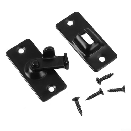 babominimer 90 Grad rechtwinkliger Schiebetürriegel aus Edelstahl, robuste Verriegelungsschnalle, Hardware für Haushalts-Innentüren, platzsparender sicherer Verschluss für (schwarz) von babominimer