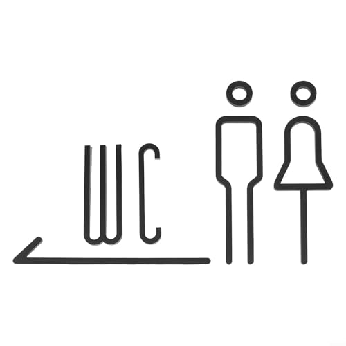 babominimer Acryl-WC-Schild für Toilettentür oder Wand, schwarzes WC-Signage-Tafel mit klarem Badezimmer-Logo, einfach zu installieren und zu reinigen, langlebiges Acryl-Aufkleber-Etikett (D) von babominimer