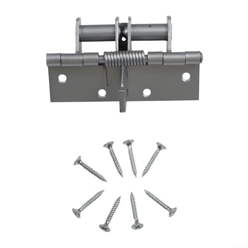 babominimer Automatisches, selbstschließendes Türfederscharnier, 100 x 65 mm, robust, kaltgewalztes Stahlscharnier für private oder gewerbliche Innen- und Außentüren, langlebig (Silber) von babominimer