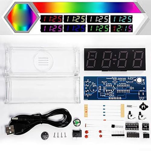 babominimer DIY LED-Digitaluhr-Set, 51 MCU DS1302 Schweißprojekt-Set, DIY-Uhr-Set, digitaler Röhren-Temperaturalarm, Wochenanzeige (mehrfarbig) von babominimer