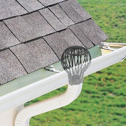 babominimer Dachrinnenschutz 4er Set Fallrohr für Laubsieb, 12,5cm Durchmesser Kunststoff Regenrohr für Laubfänger für Standard-Fallrohre, schwarze Dachrinne für Laubschutz von babominimer