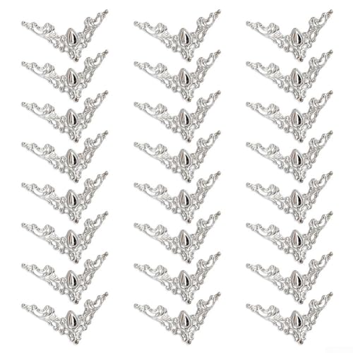babominimer Dekorative Eckkantenschutz aus Metall, 42 mm, Eisen, antiker Stil, für Bücher, Sammelalben, Alben, Schmuckkästchen, Bilderrahmen, DIY, Holzkisten-Ecken, Schwarz, Weiß, 24 Stück babominimer Dekorative Eckkantenschutz aus Metall, 42 mm, Eisen, antiker Stil, für Bücher, Sammelalben, Alben, Schmuckkästchen, Bilderrahmen, DIY, Holzkisten-Ecken, Schwarz, Weiß, 24 Stück von babominimer