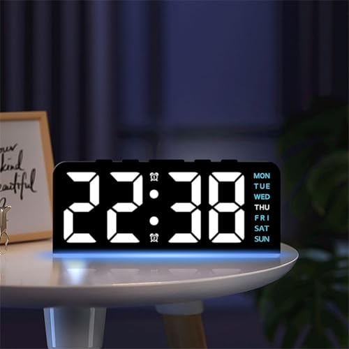 babominimer Digitaler LED-Wecker mit Nachtlicht, Temperaturanzeige in Celsius und Fahrenheit, Schlummerfunktion und Nickerchen, Kunststoff-Tischuhr für Schlafzimmer, Nachttisch oder (B-Blau) von babominimer