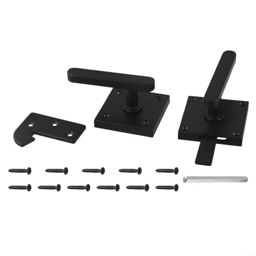 babominimer Doppelseitiger Gartentorriegel aus schwarzem Aluminium für Holzzaun und Scheunentür mit einfacher Installation und Kindersicherung (schwarz) von babominimer